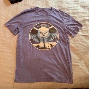 Rush "Fly By Night" Owl Graphic Tee in Faded Blue